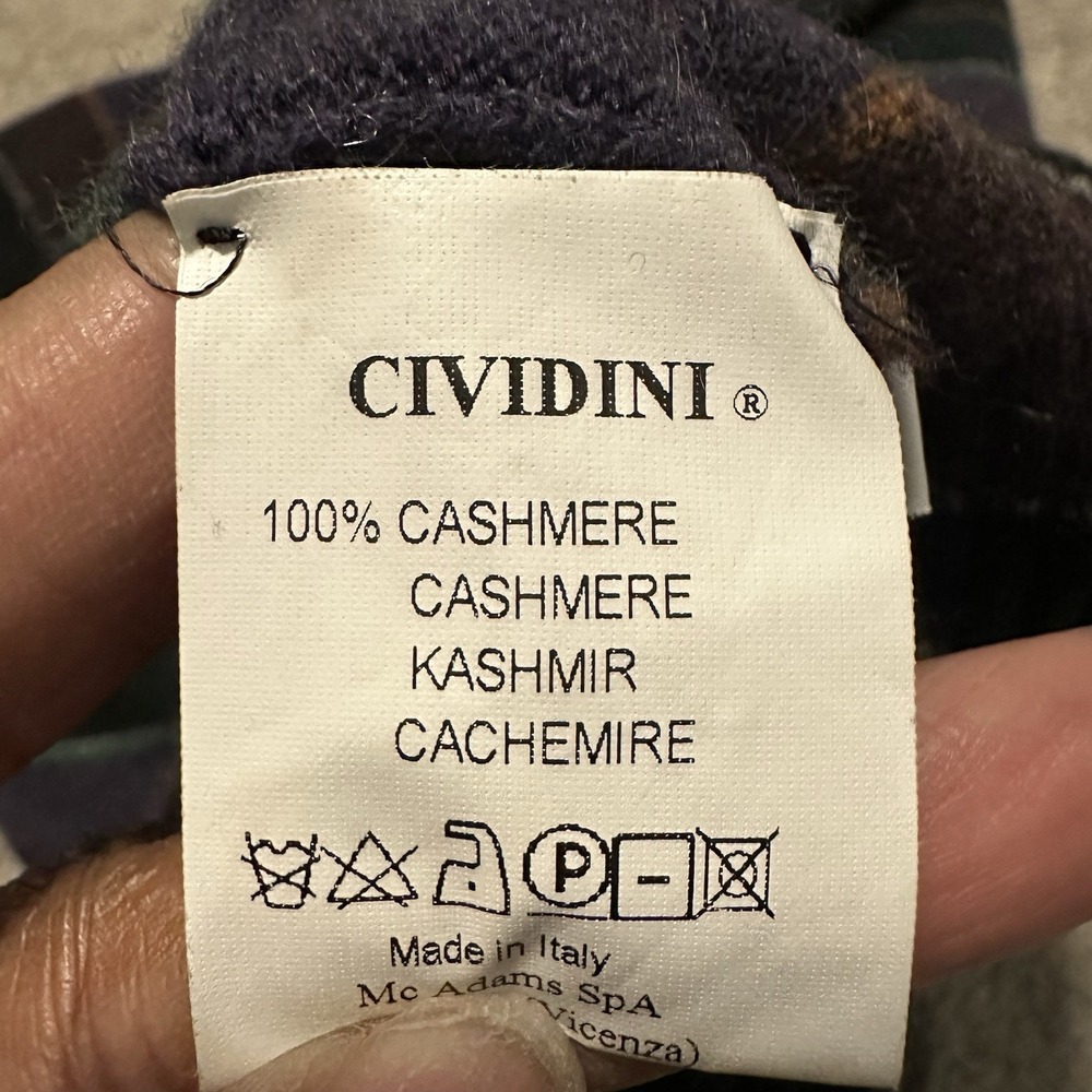 Cividini 100% Cashmere Striped Cowl Neck Sweater Italy IT 44 US M Purple Green - Picture 7 of 10
